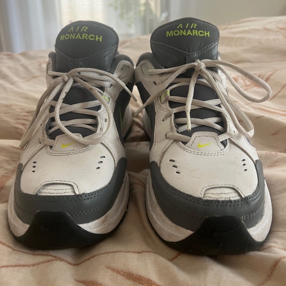 NIKE Air Monarch , white/grey/lime, size 11.5 - Picture 1 of 7